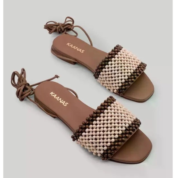 ⭐️NWT Kaanas Hope Hand Beaded Wrap around Sandal⭐️ - Picture 1 of 6